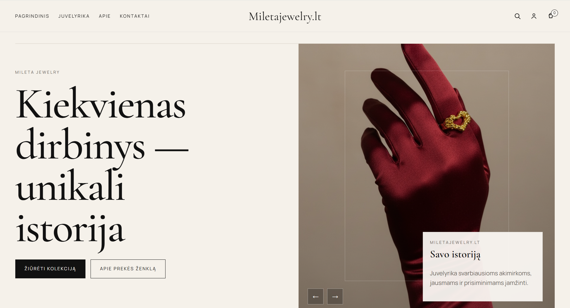 Mileta Jewelry projekto vaizdas