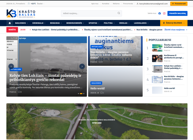 Kra&scaron;to balsas regioninio naujien&uogon; portalo vaizdas